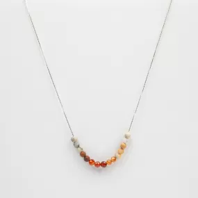 Hessonite & Crazy Lace Agate Adjustable Slide Chain Gemstone Necklace