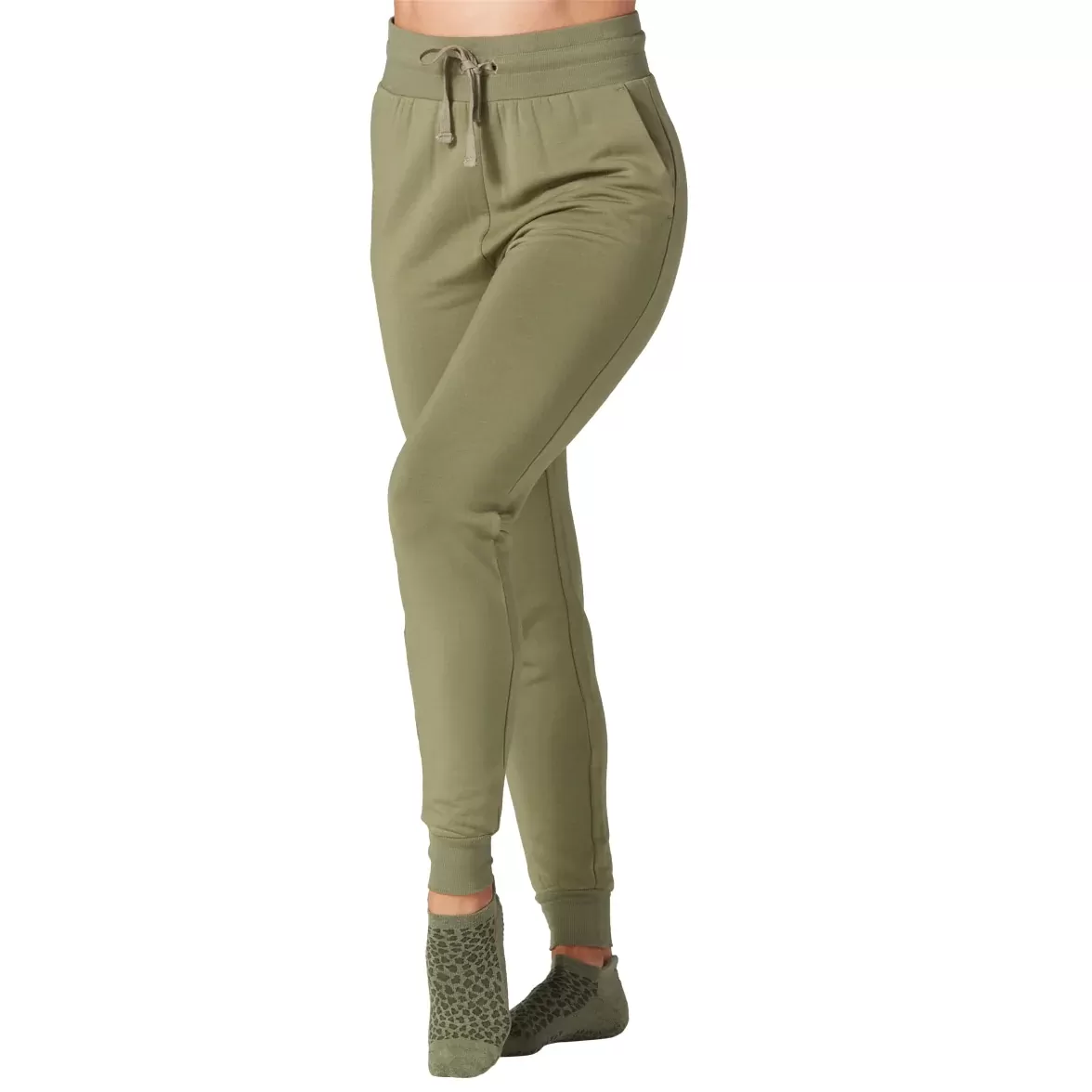 HIGH WAISTED FITTED JOGGER - LIGHT OLIVE