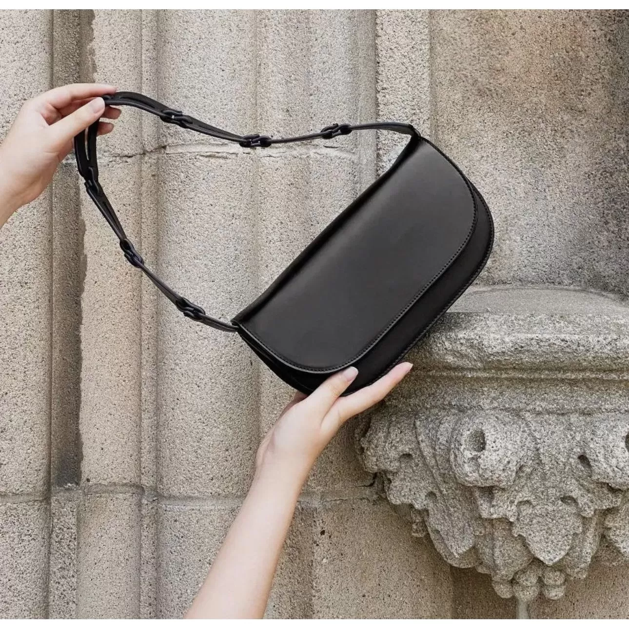 Inez Black Recycled Vegan Shoulder Bag