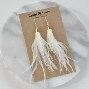 Ivory Ostrich Feather Earrings