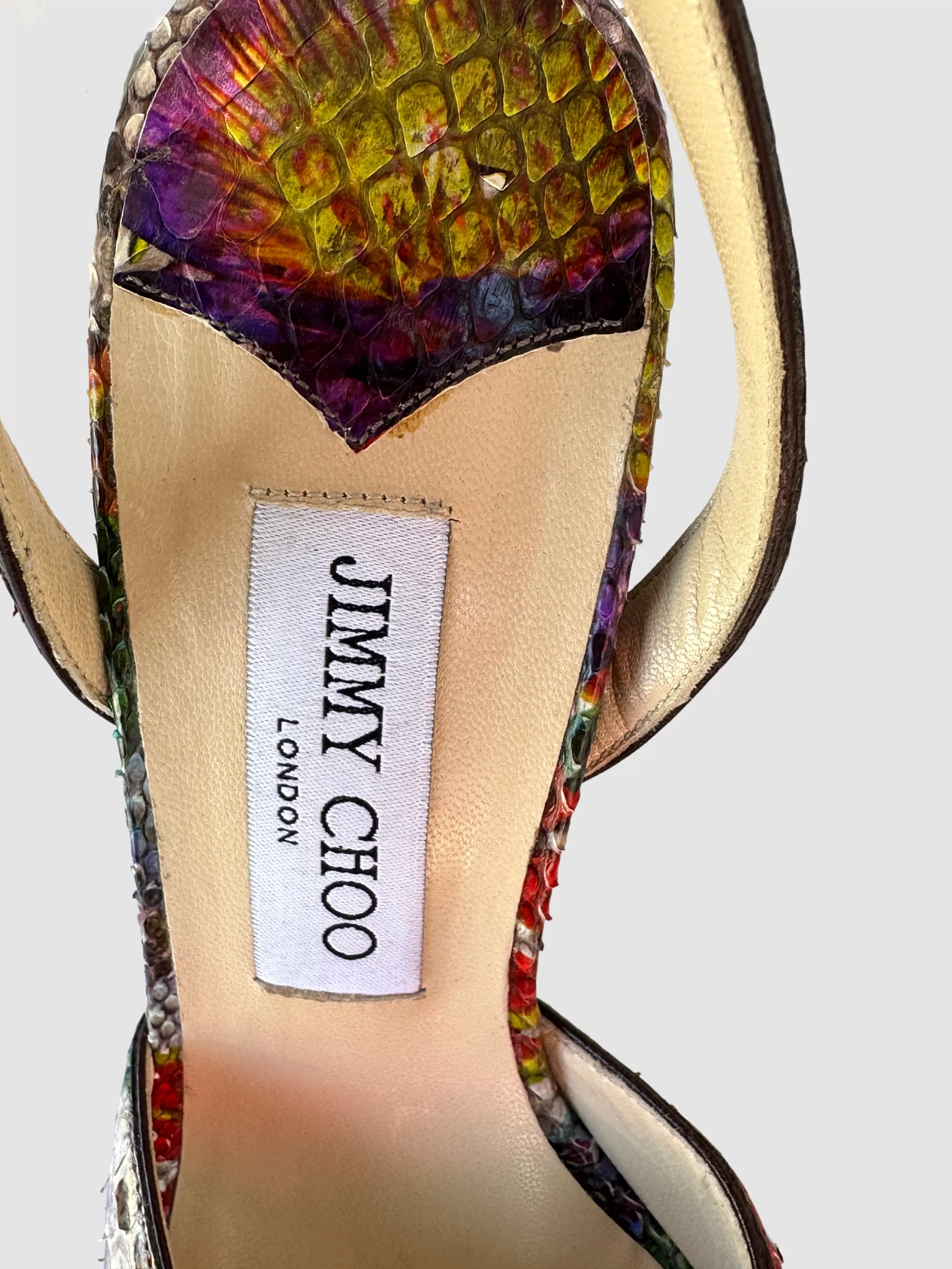 JIMMY CHOO Lola Floral Printed Ankle Strap  Platform Shoes Size 38