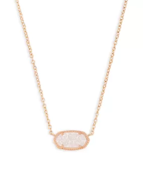 Kendra Scott Elisa Oval Pendant Necklace in Iridescent Drusy and Rose Gold