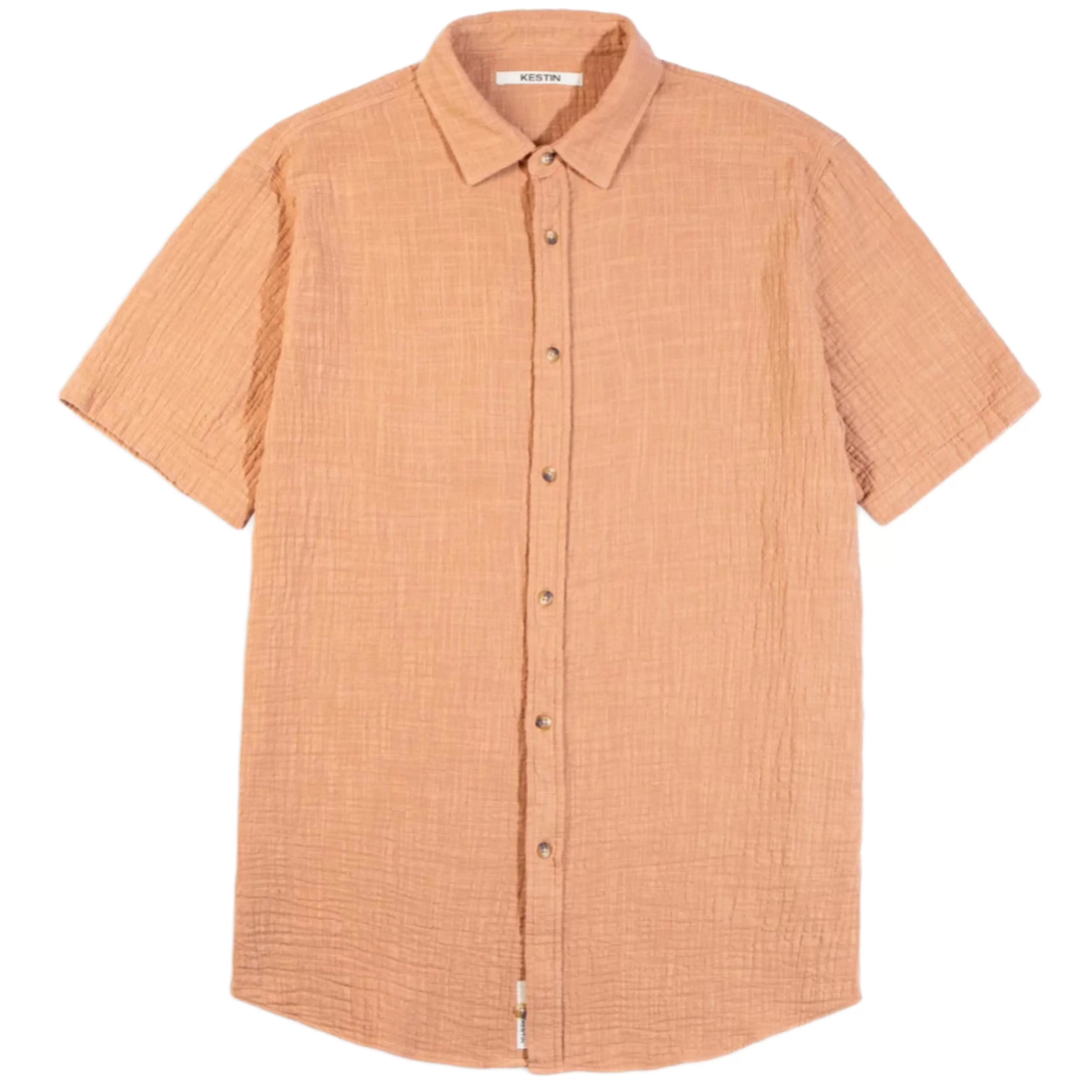 KESTIN Aberlady Shirt in Terracotta Textured Cotton