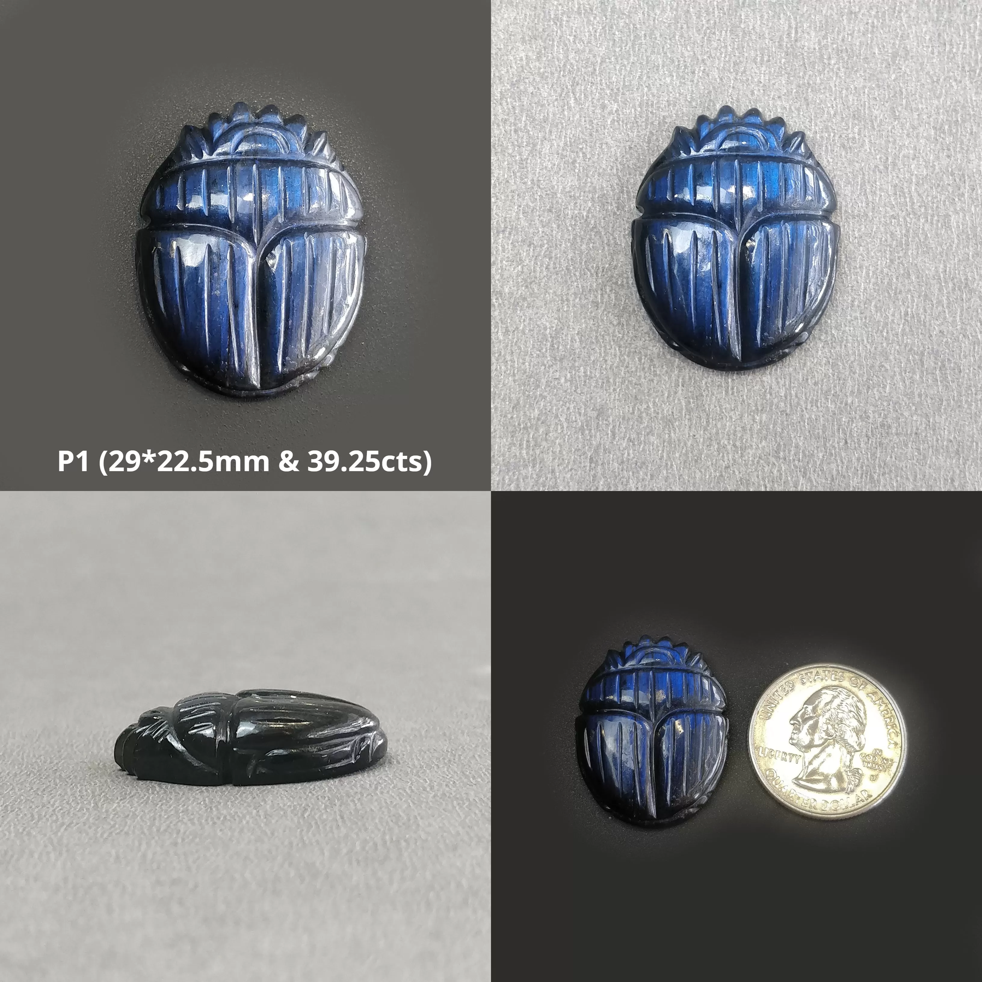 LABRADORITE Gemstone Carving : Natural Untreated Unheated Labradorite Hand Carved Scarabs