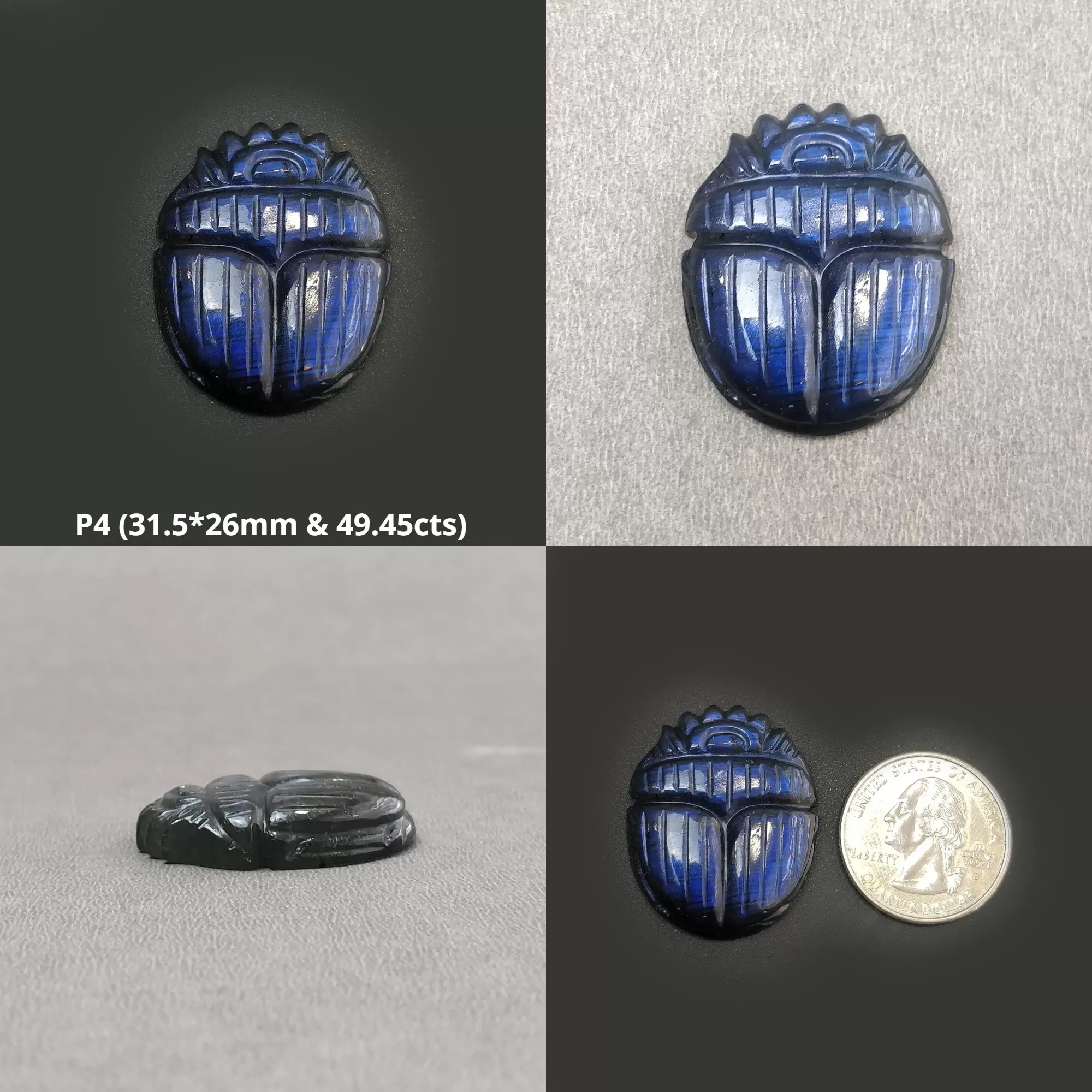 LABRADORITE Gemstone Carving : Natural Untreated Unheated Labradorite Hand Carved Scarabs