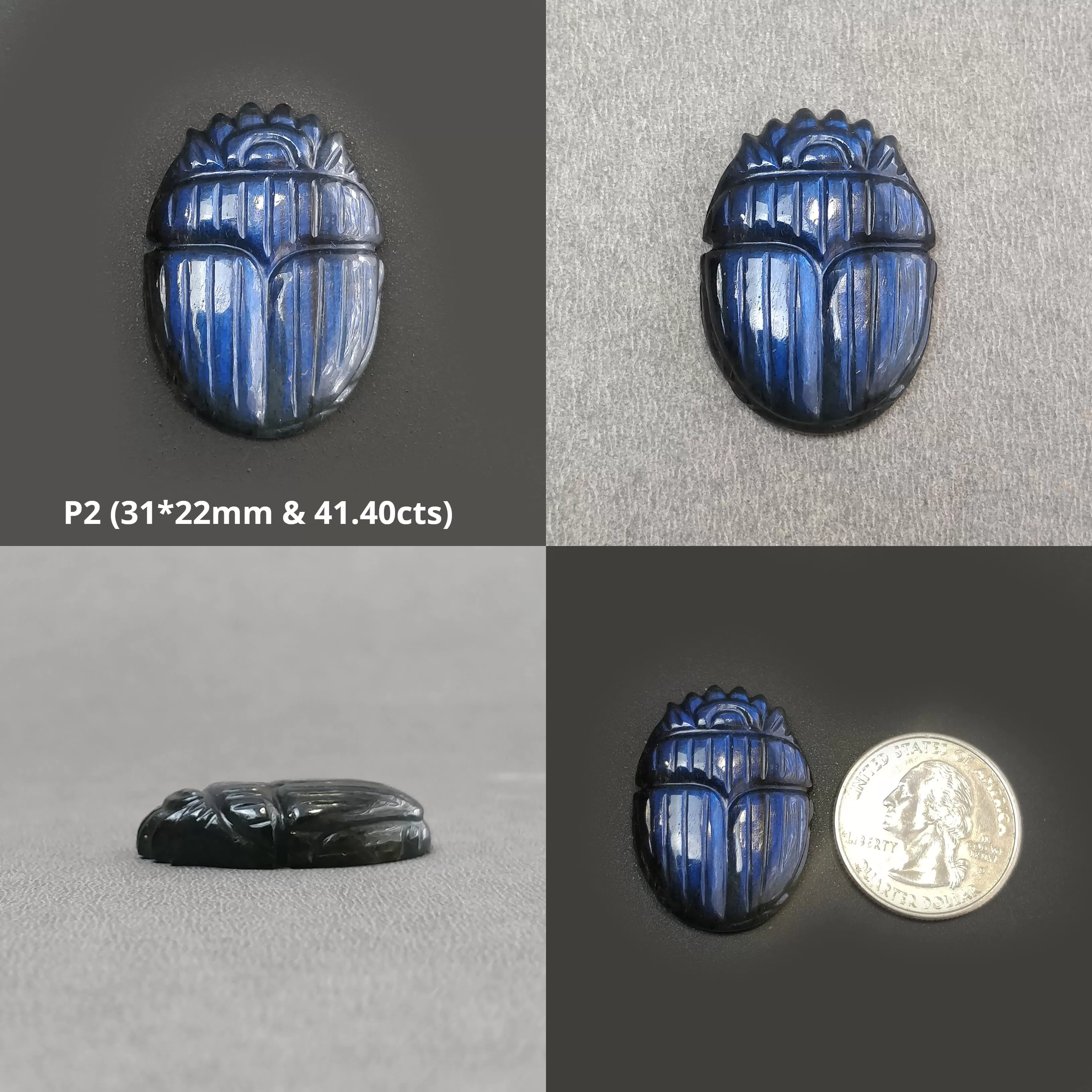 LABRADORITE Gemstone Carving : Natural Untreated Unheated Labradorite Hand Carved Scarabs