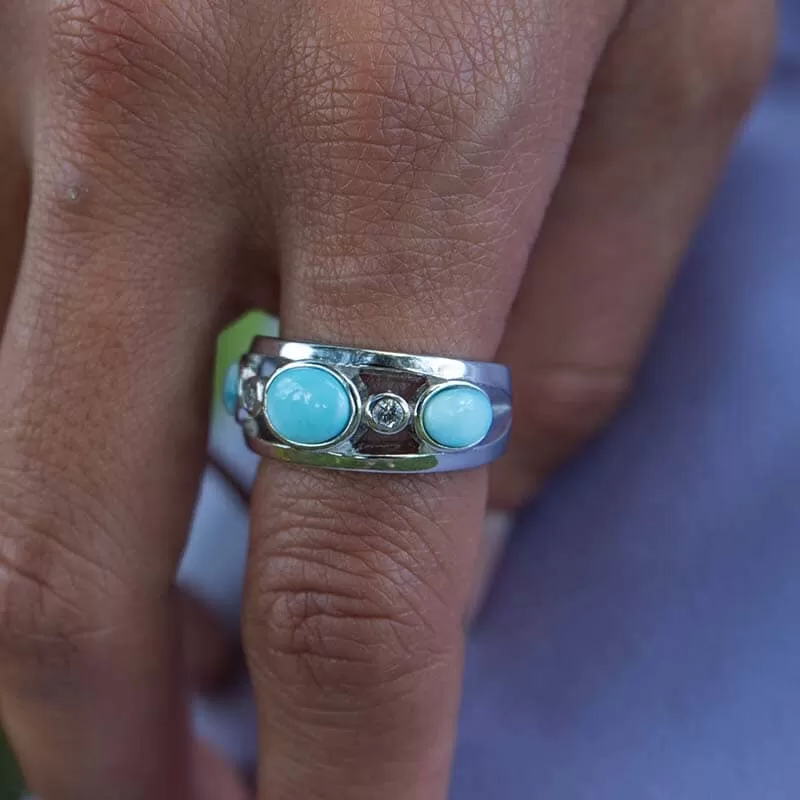 Larimar Moon Phase Cocktail Ring