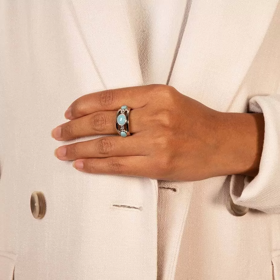 Larimar Moon Phase Cocktail Ring