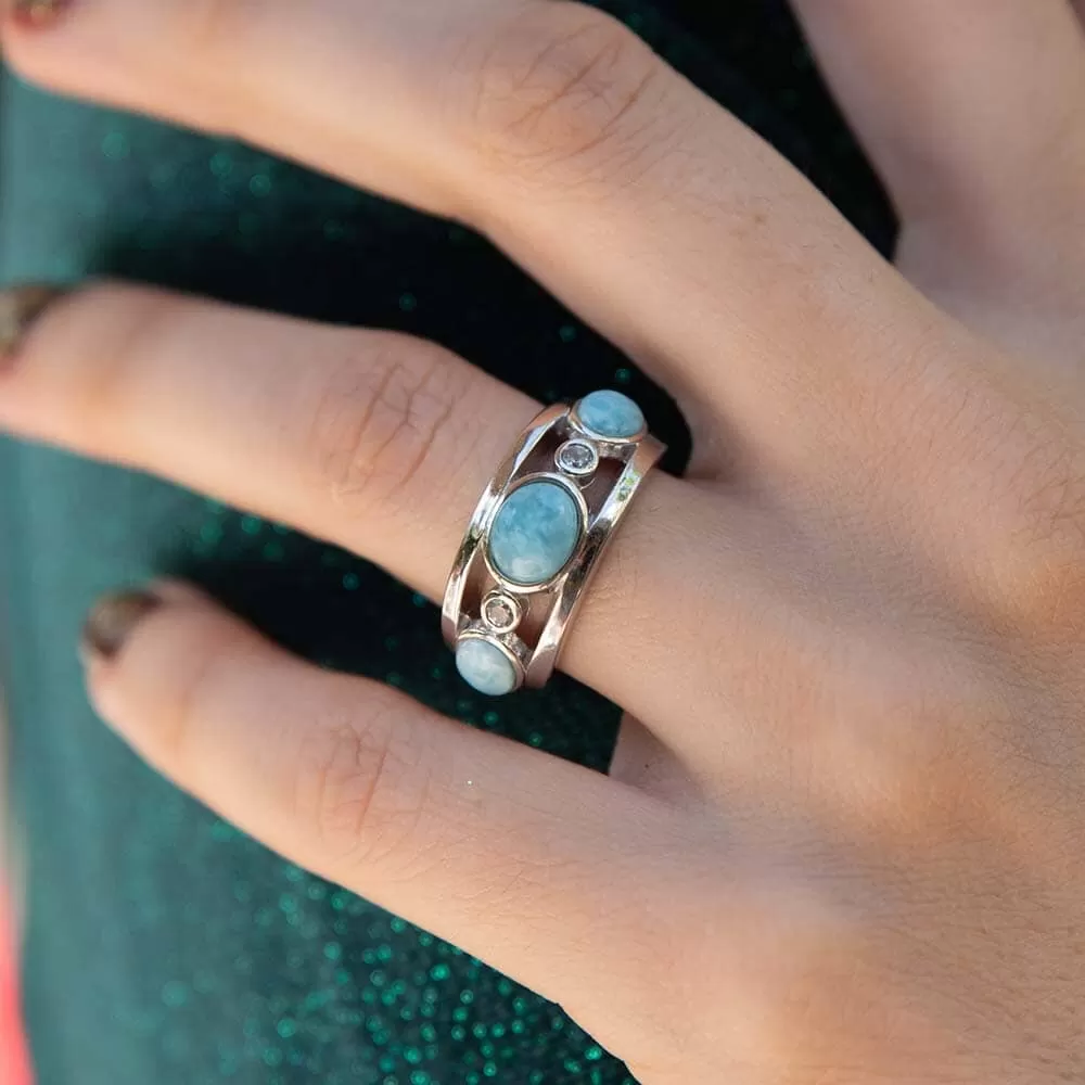 Larimar Moon Phase Cocktail Ring