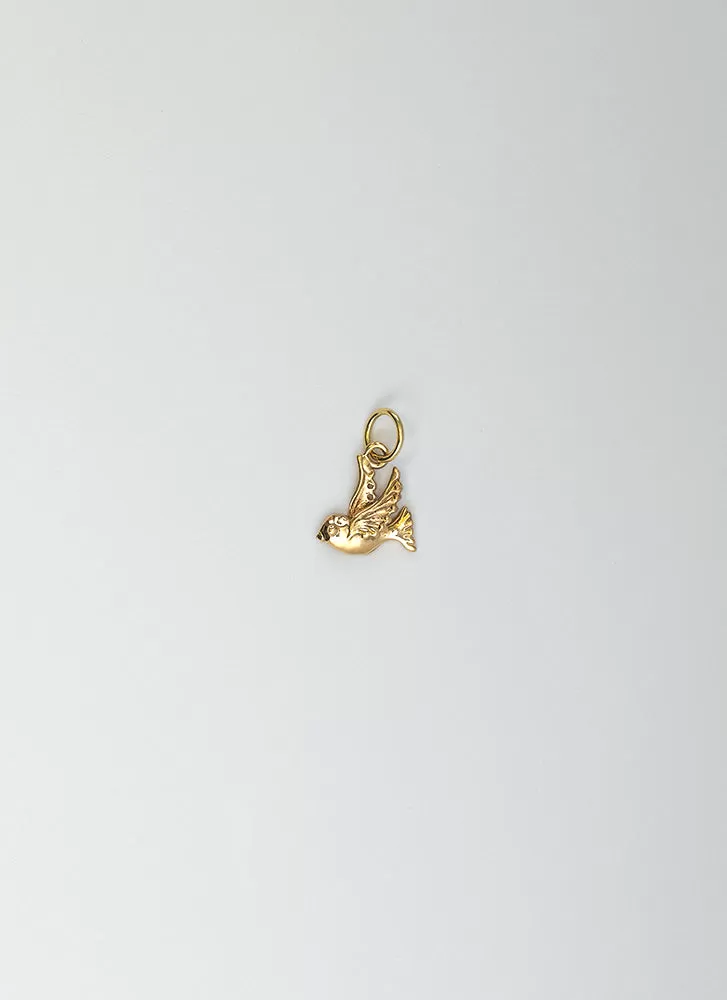 Little bird charm 14k gold