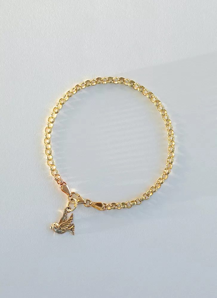 Little bird charm 14k gold