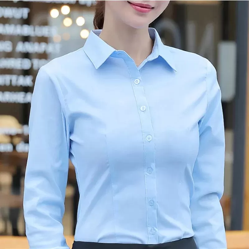 Long Sleeve Blouse Female Tops OL Basic Shirt Blouses