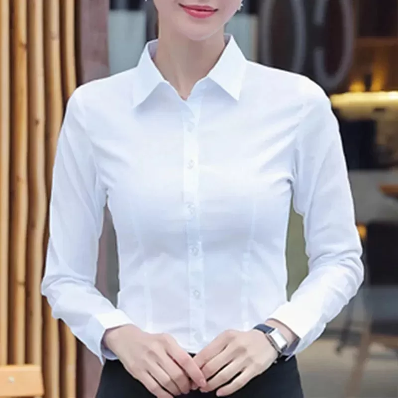 Long Sleeve Blouse Female Tops OL Basic Shirt Blouses