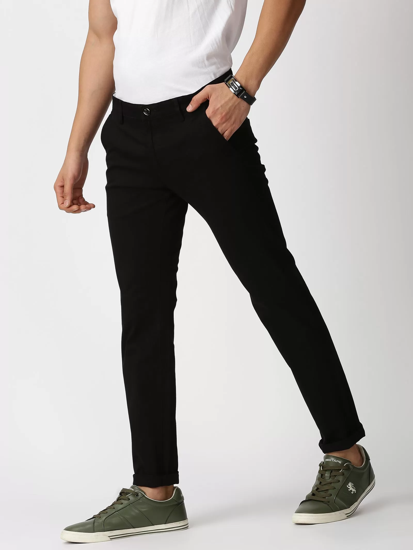 MEN'S BLACK SOLID JASON FIT TROUSER