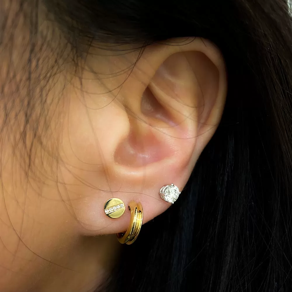 Midi Bitty Pavé Diamond Line Disc Studs