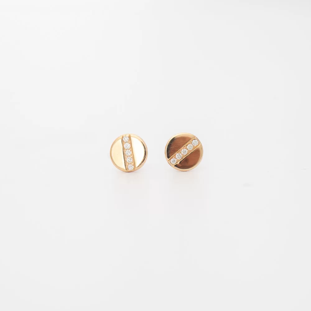 Midi Bitty Pavé Diamond Line Disc Studs