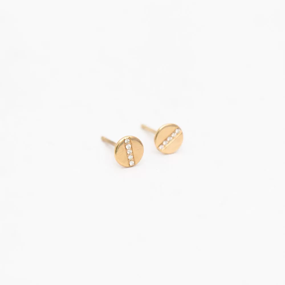 Midi Bitty Pavé Diamond Line Disc Studs