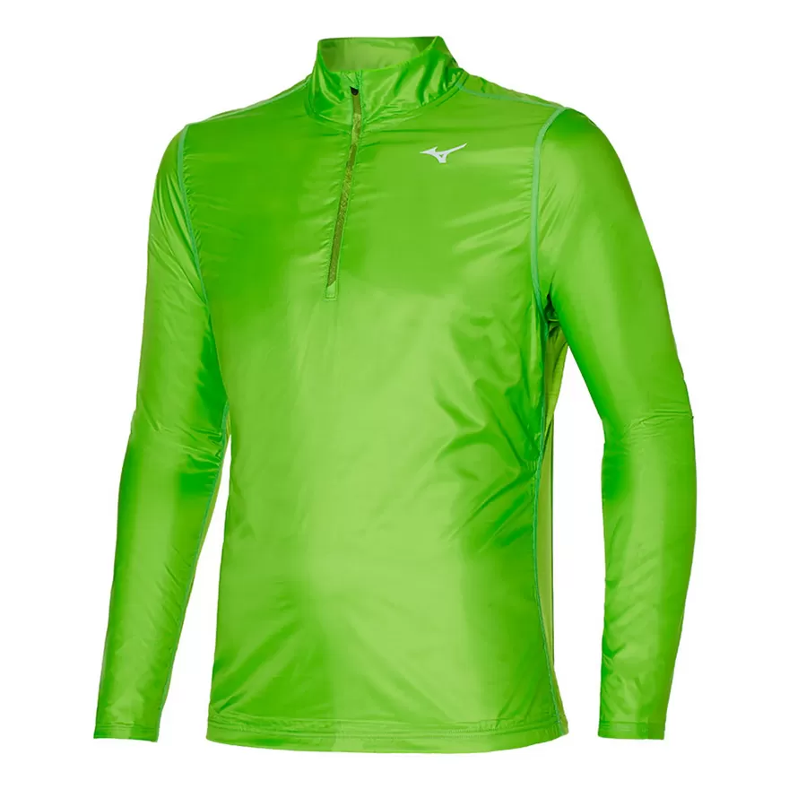 Mizuno men's technical half zip running shirt Active Hybrid Dry Ls Hz J2GC1525 33 lime green 