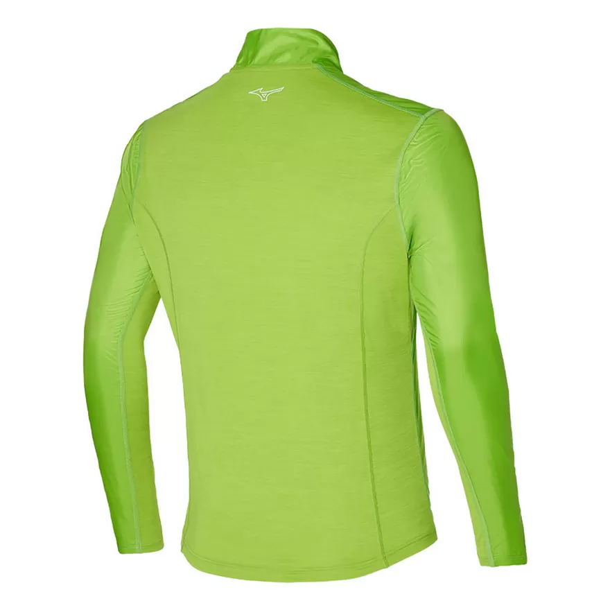 Mizuno men's technical half zip running shirt Active Hybrid Dry Ls Hz J2GC1525 33 lime green 