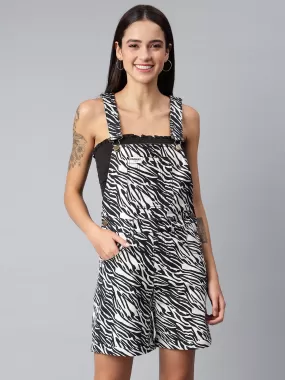 NaughtyDungaree® Women's Zebra Print Dungaree Playsuit