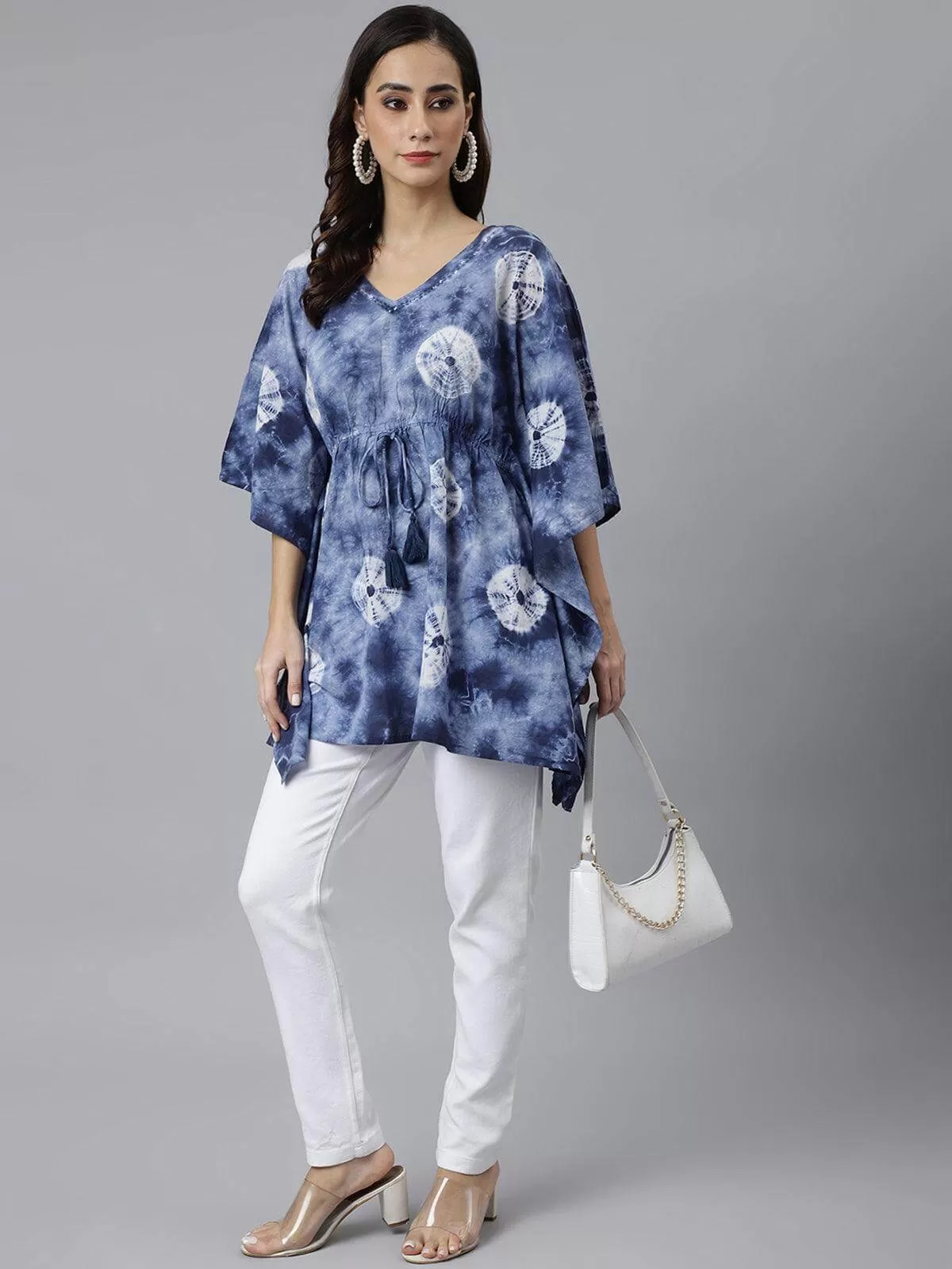 Navy Blue Cotton Tie dye Kaftan Kaftan Tunic