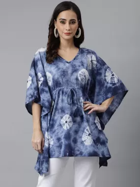 Navy Blue Cotton Tie dye Kaftan Kaftan Tunic