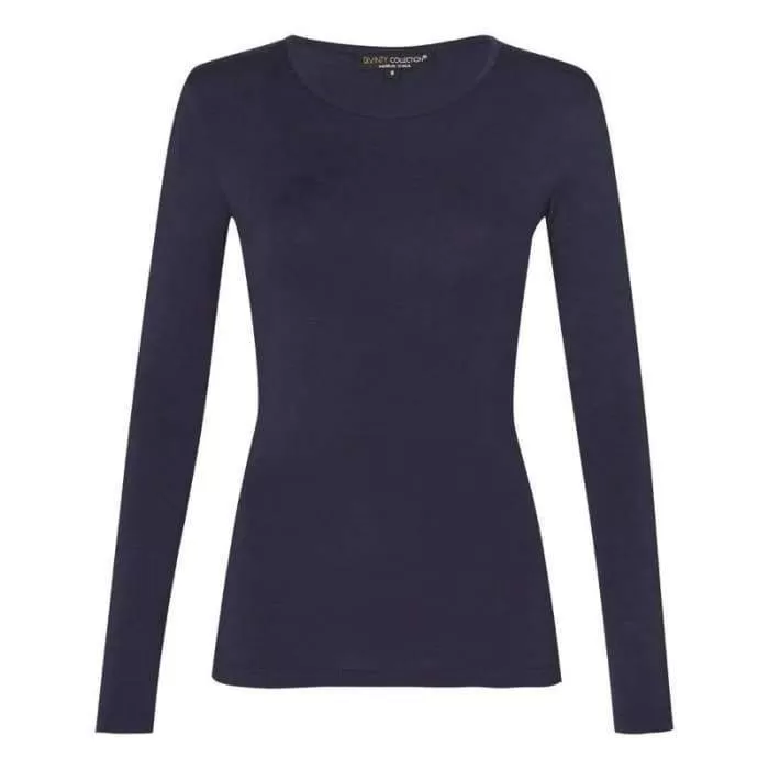 Navy Long Sleeve Cotton Body Top