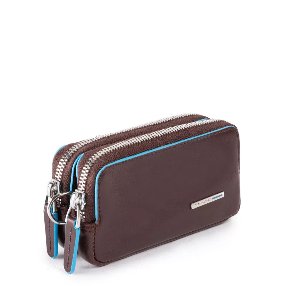 Necessaire Uomo PIQUADRO linea Blue Square in Pelle Mogano Misura Mini