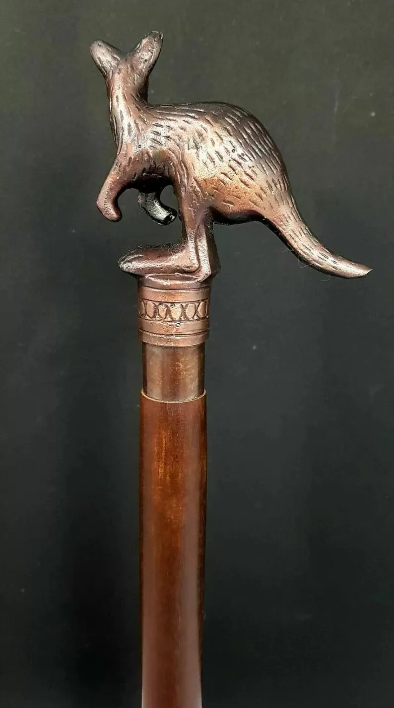 Newly Designed Kangaroo Handle Walking Wands, Wooden Cane