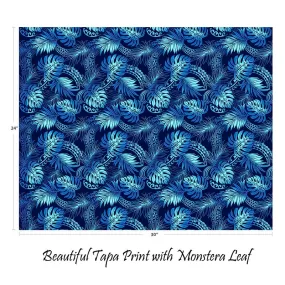 Ombre Polynesian Tribal Tapa and Monstera Print | Navy BLU-0006TP