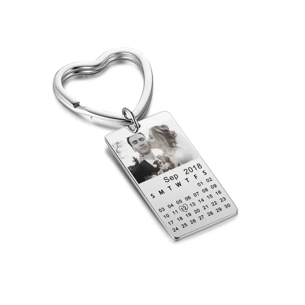 Personalized Custom Photo And Date Keychains