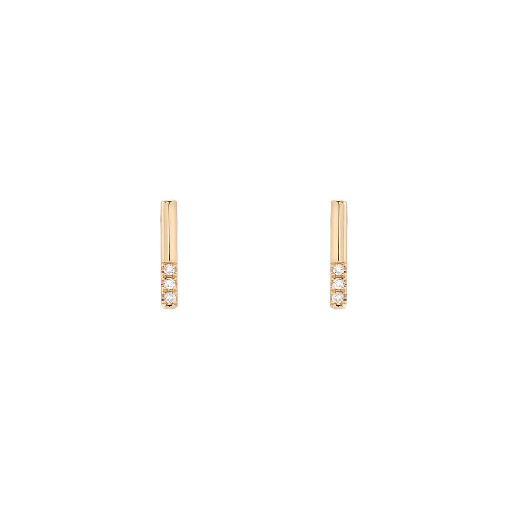 Petite Sugar Bar Gold Diamond Stud Earrings