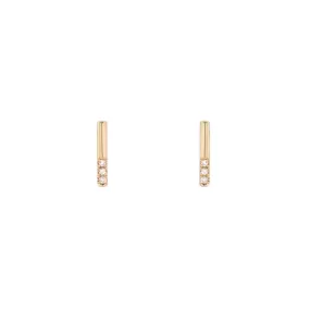 Petite Sugar Bar Gold Diamond Stud Earrings