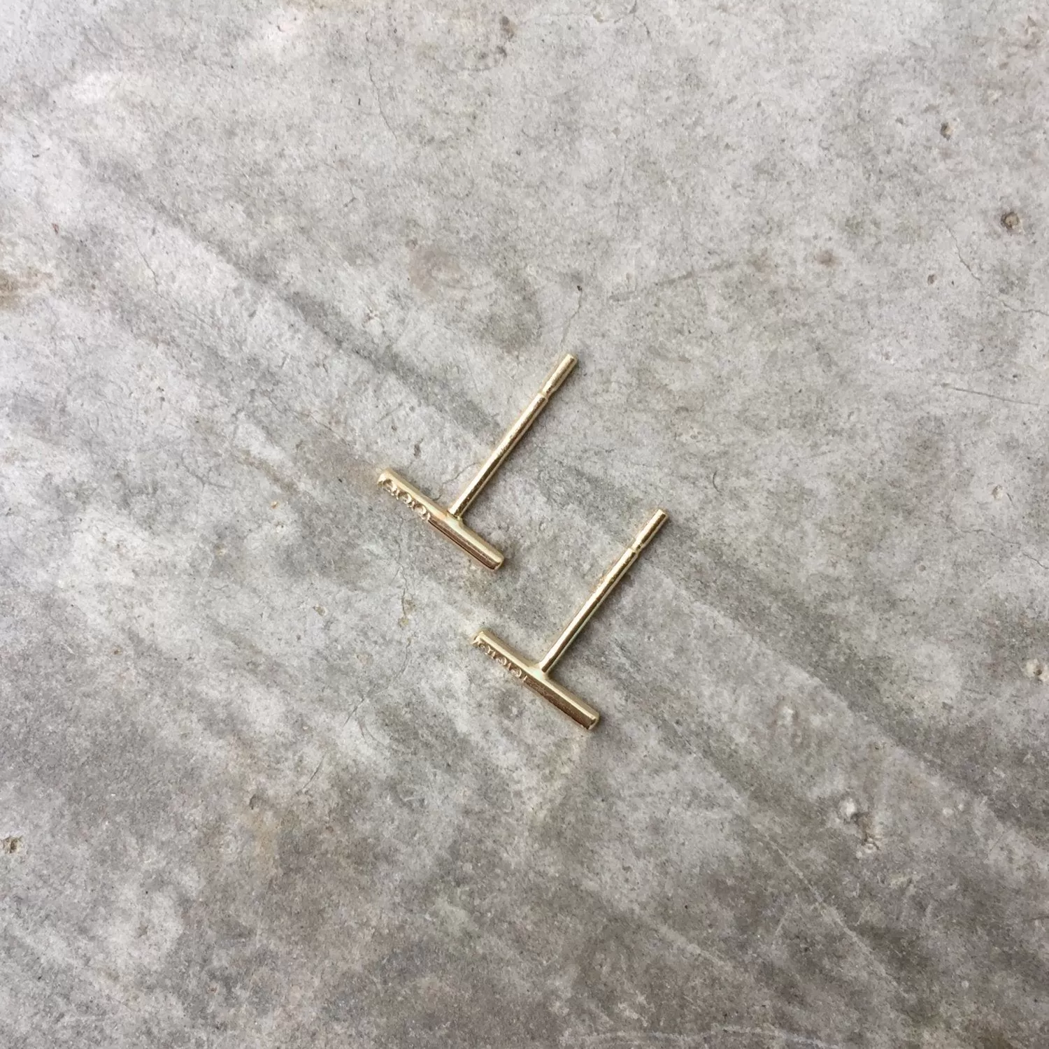 Petite Sugar Bar Gold Diamond Stud Earrings