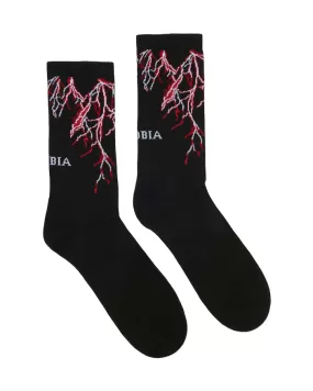 Phobia Black stocking with red lightning PHA00057CZ one size 