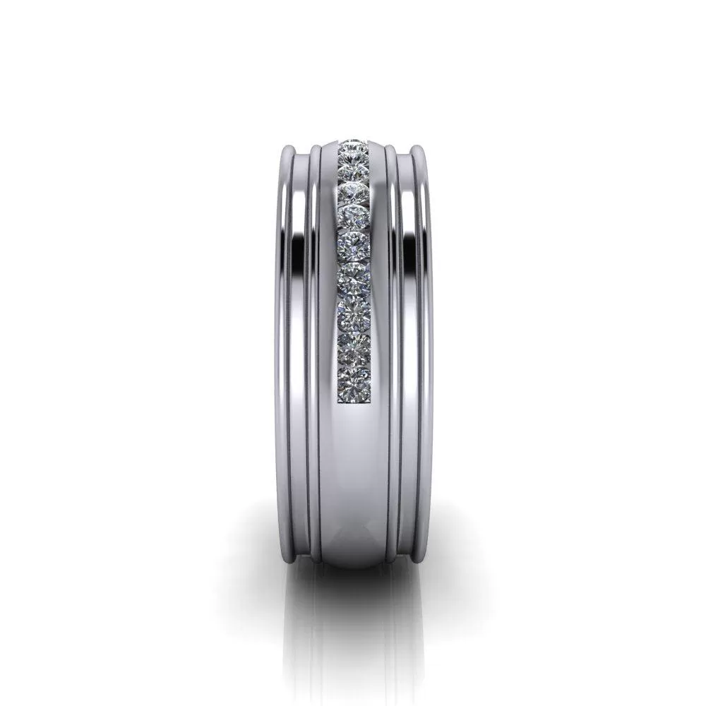 Platinum Men's Wedding Band 7mm Diamond Band .25 ctw