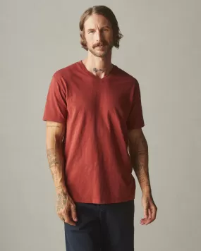 Premium Slub V-Neck Tee - Burnt Pepper