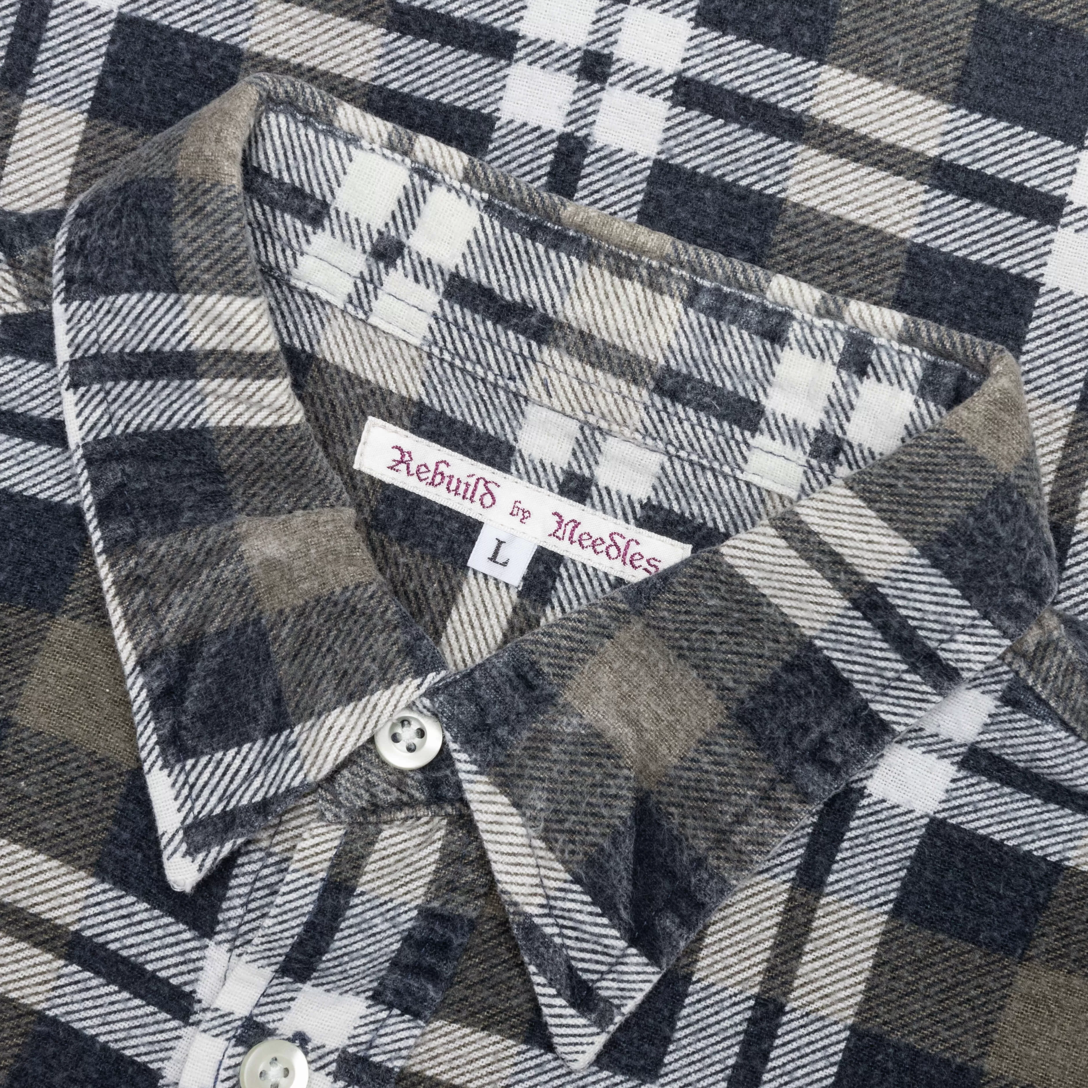 Rebuild by Flannel Shirt 7 Cuts Shirt - Olive/White