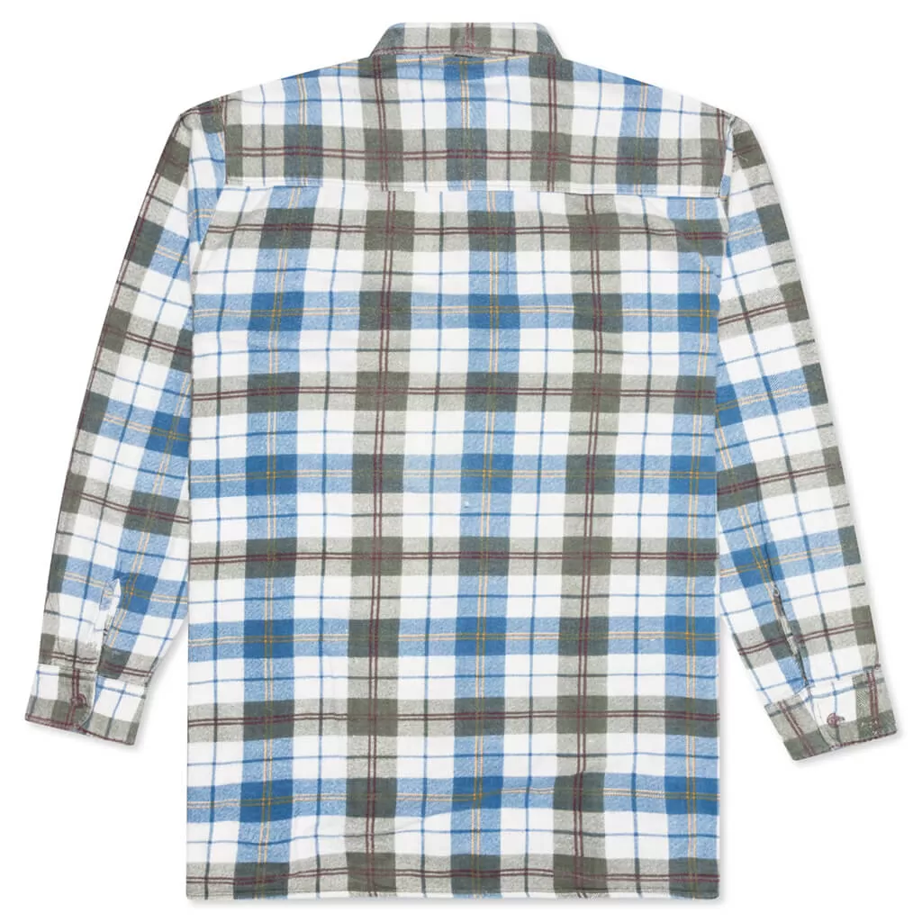 Rebuild by Flannel Shirt Ribbon Shirt - Olive/White