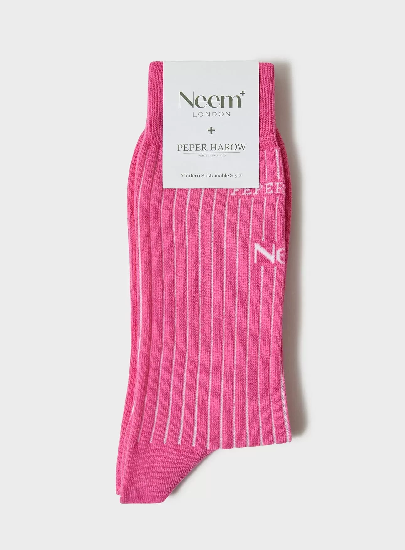 Recycled British Ribbed Cotton Bright Pink Men's Socks