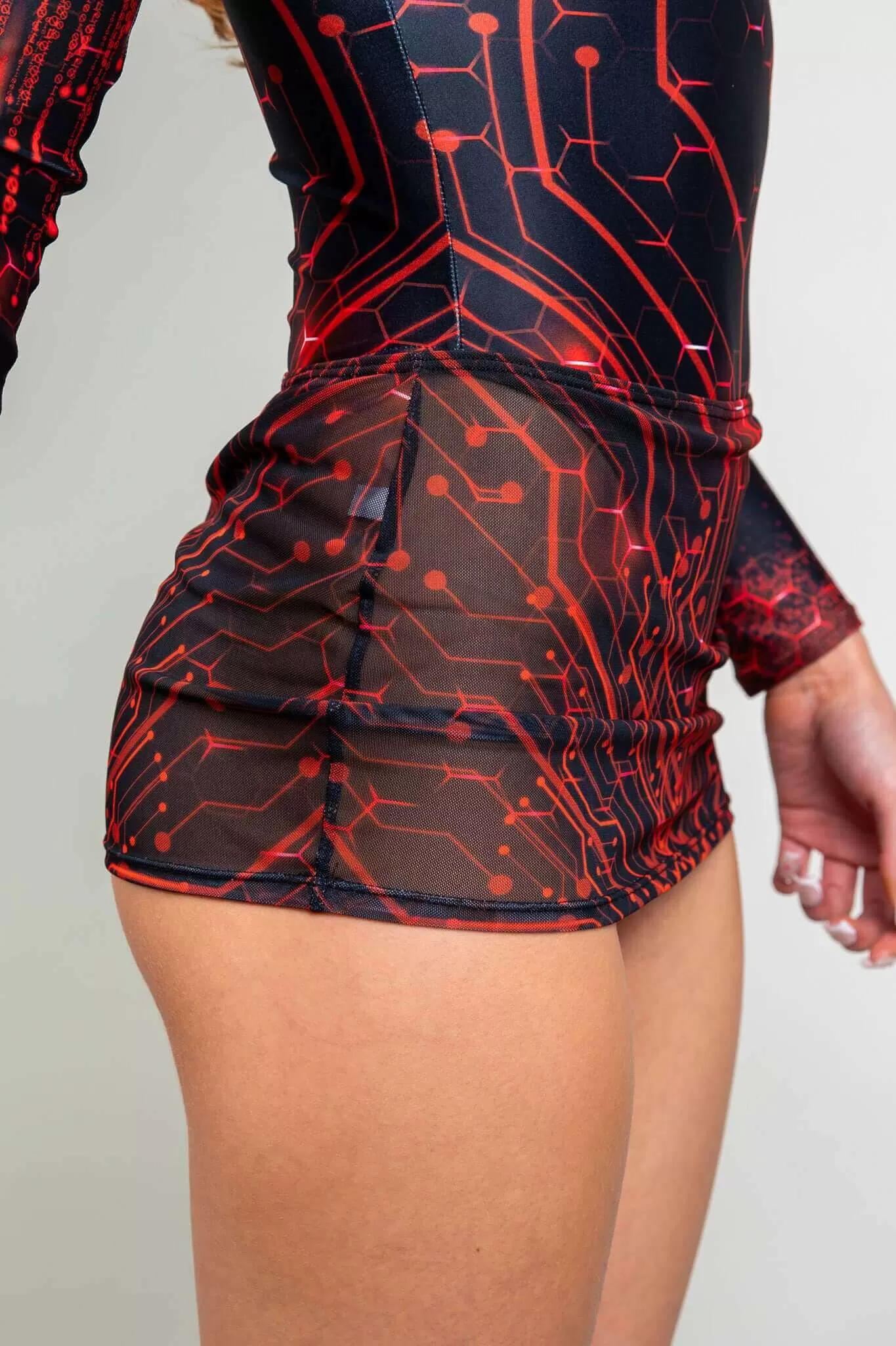 Red Singularity Mesh Extra Mini Skirt