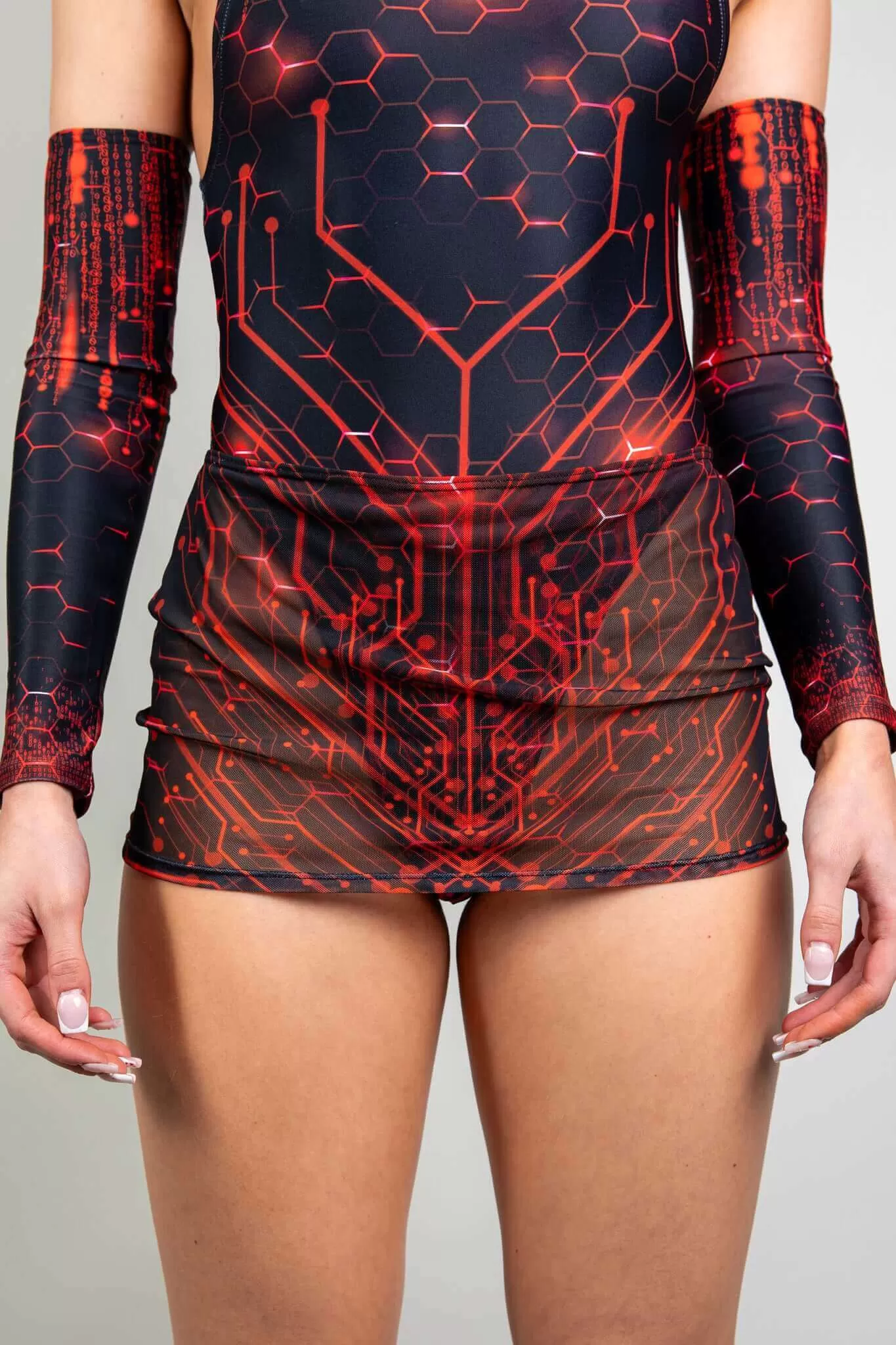 Red Singularity Mesh Extra Mini Skirt