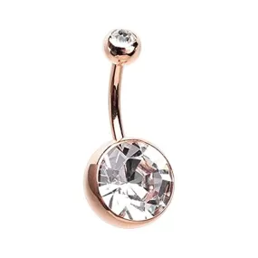 Rose Gold Giant Sparkle Gem Ball WildKlass Belly Button Ring