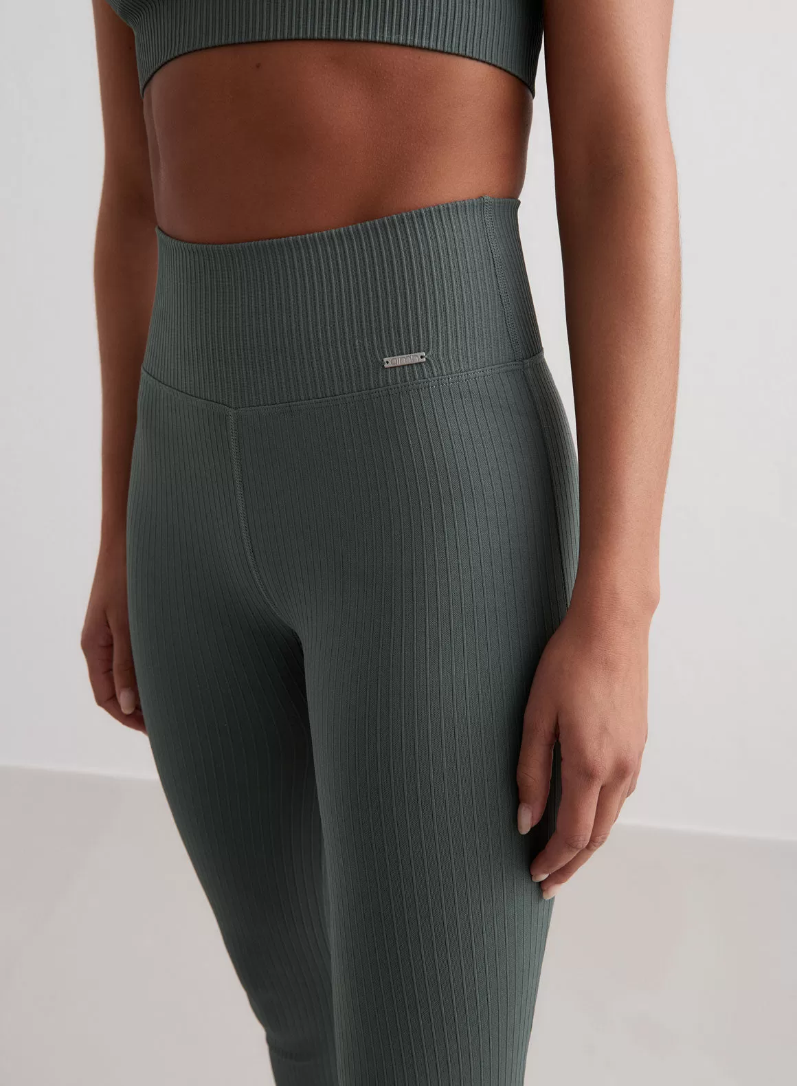 Sage Ribbed Seamless Flare Tights