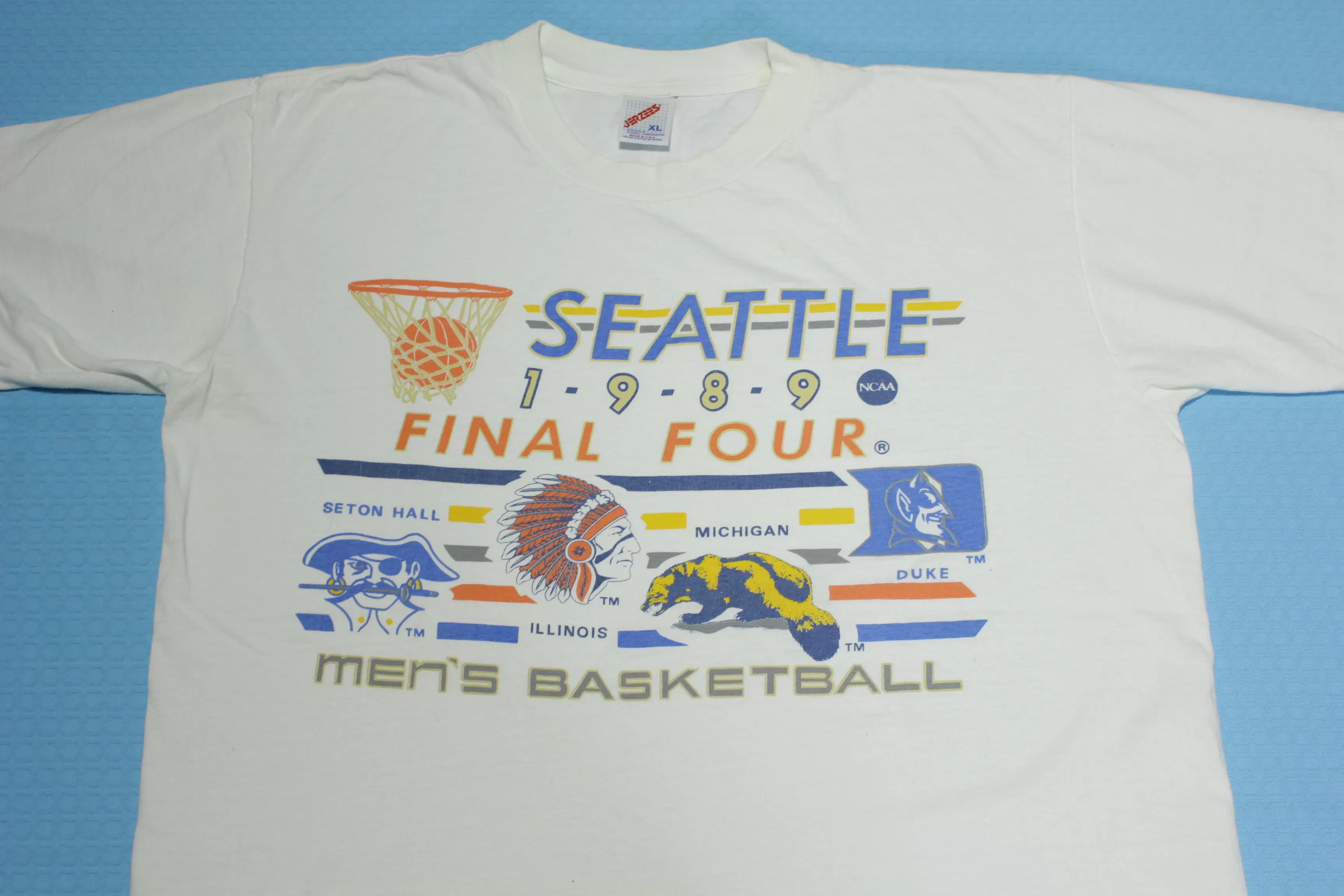 Seattle 1989 Final Four Seton Hall Michigan Illinois Duke NCAA Collegiate Basketball T-Shirt