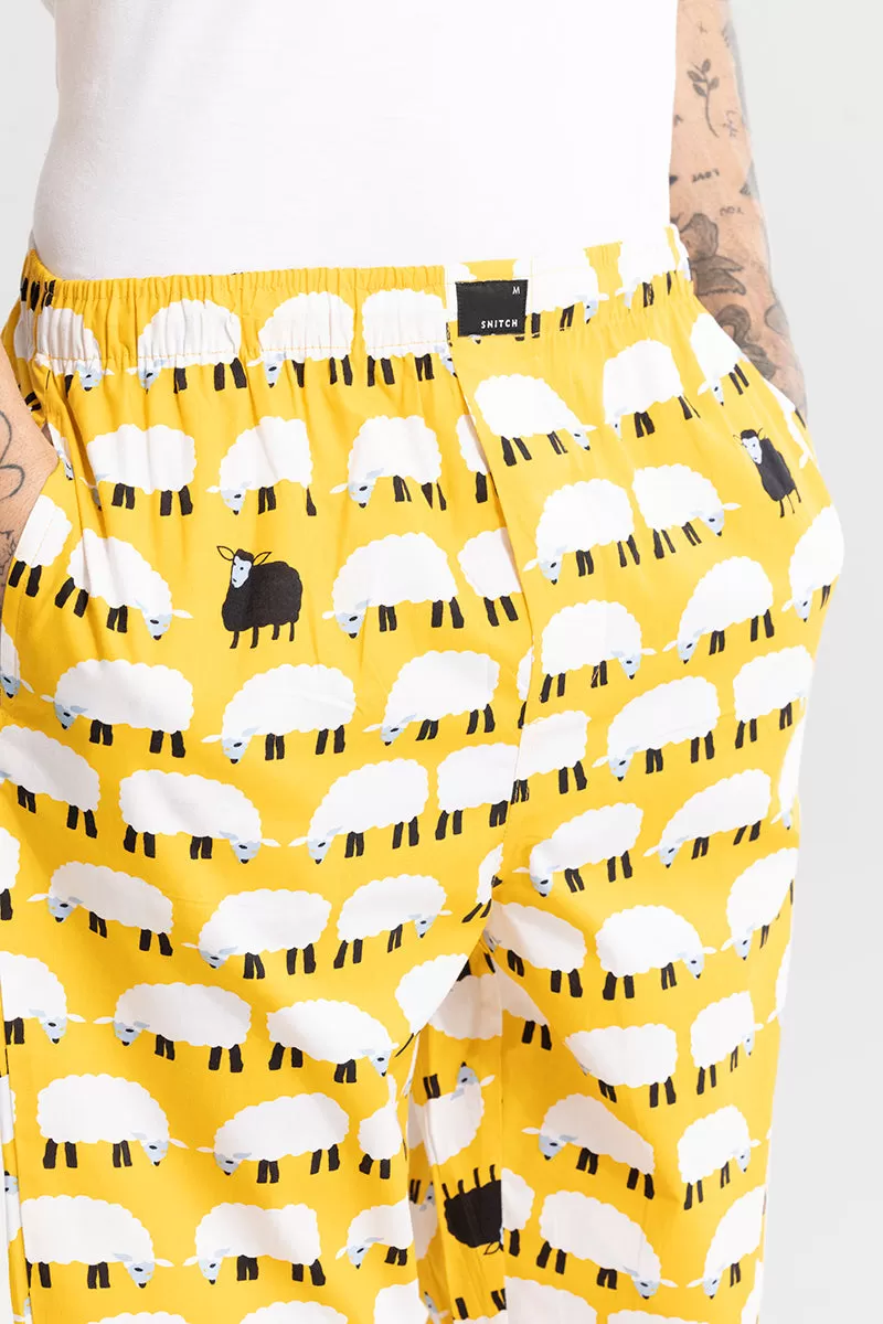 Sheep Print Yellow Pyjama