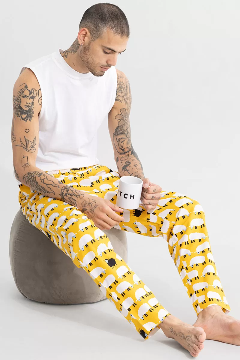 Sheep Print Yellow Pyjama