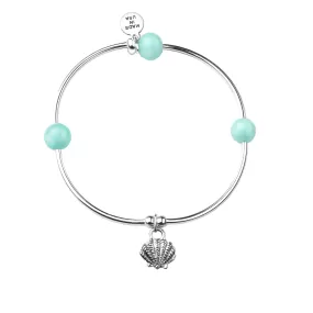 Shell | Soft Bangle Charm Bracelet | Tiffany Blue Agate