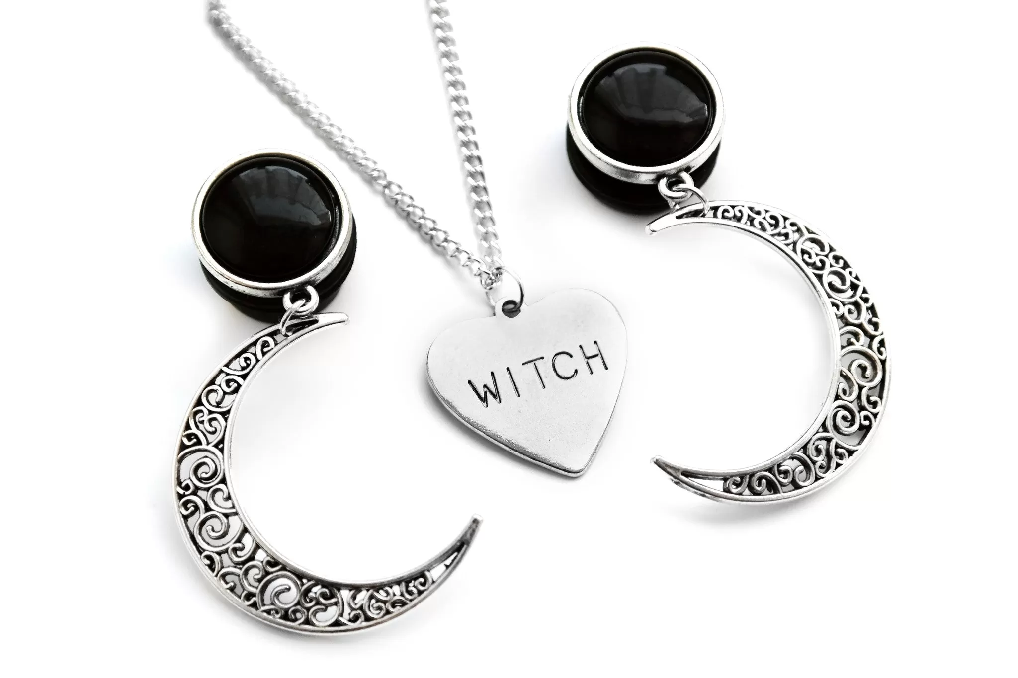 Silver Crescent Moon Plugs