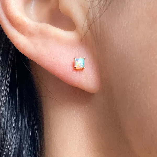 Square Opal Stud Earrings